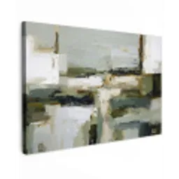Penseelstreken - Groen - Abstract - Japandi Tuinposter op houten frame 2 cm dik klein -3d
