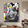 Collage - Mondriaan - Melkmeisje Textielframe zwart klein -sfeer2