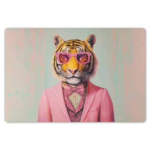Tijger - Strik - Jasje - Roze Placemat vinyl groot -zzsfeer1_Kitchenyeah-website