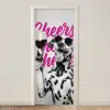 Cheers - Hond - Roze - Wijn deurposter klein -3d_beige