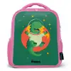 Dino - Planeet - Sterren - Groen Kinderrugzak - Roze middel -3d