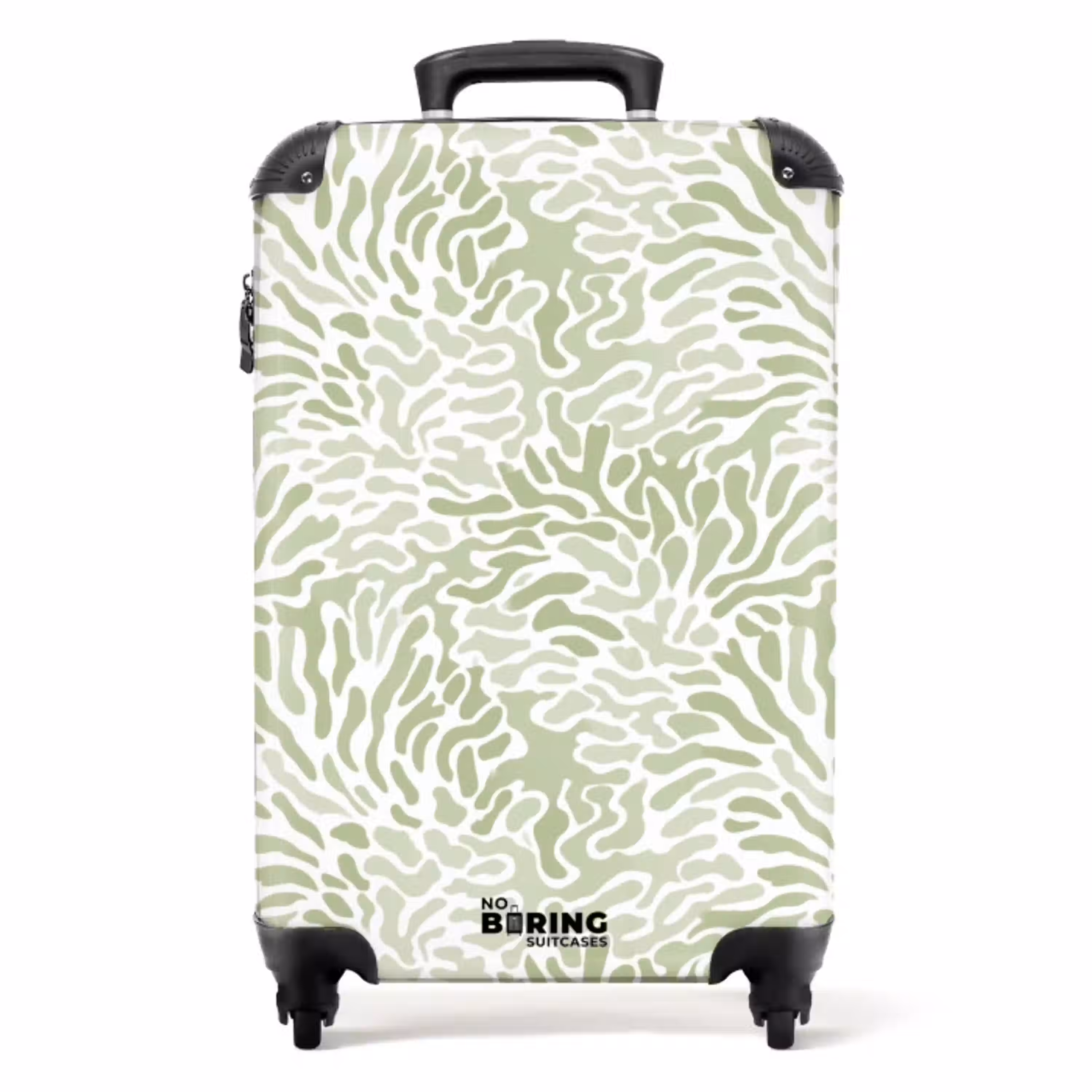Saliegroen - Abstract - Organisch - Koraal - Patroon NBS - Handbagage koffer - Volwassenen Unisex middel -productfoto_recht