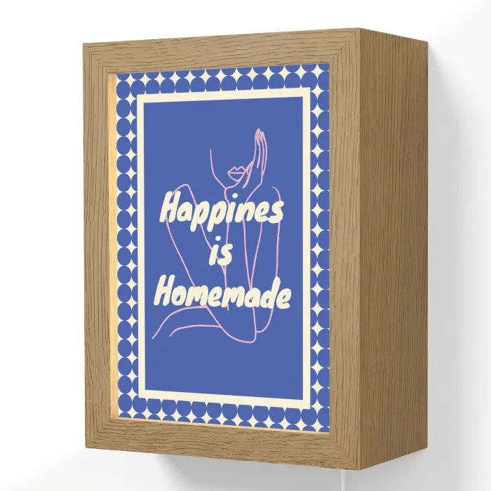 Lijntekening - Vrouw - Quote - Blauw Light Box met kabel (Wandlamp) klein -3d
