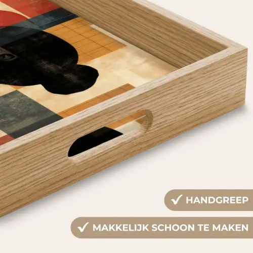 Zijaanzicht - Vrouw - Vormen Dienblad Rechthoek middel -USP_HandgreepNL