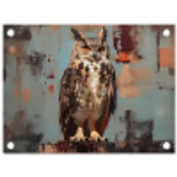 Geschilderd - Abstract - Uil - Bruin tuinposter los doek klein -3d