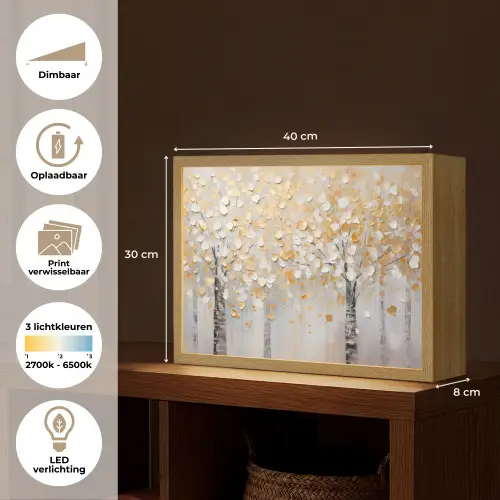 Bomen - Aquarel - Kunst - Natuur Light Box met batterij (Wandlamp) middel -USP_websiteoverzichtNL