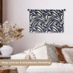 Bladvormen - Blauw - Patroon - Wit Wandkleed katoen klein 269 -sfeer1