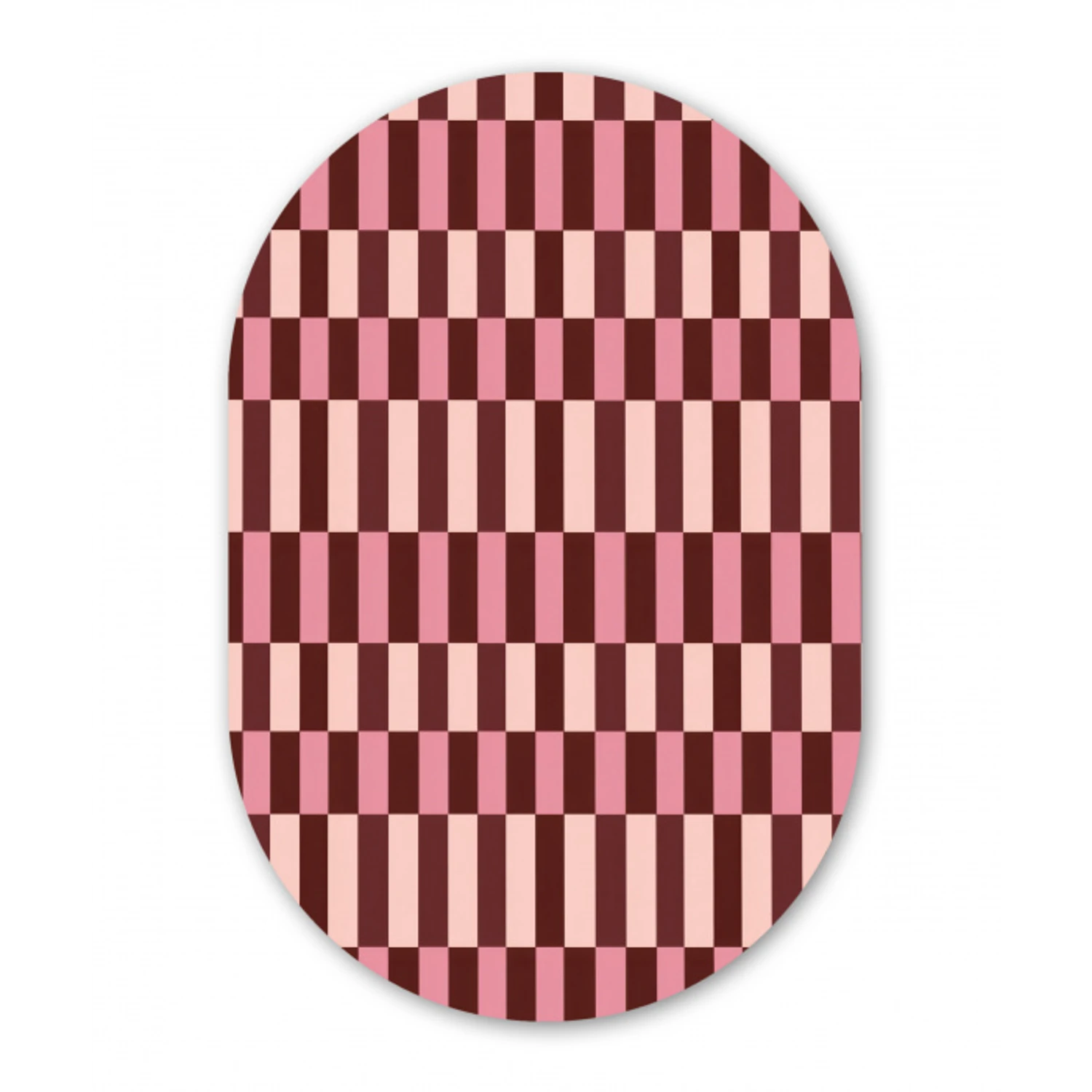 Roze - Rood - Blokjes Wandcirkel Ovaal Aluminium middel 839 -3d