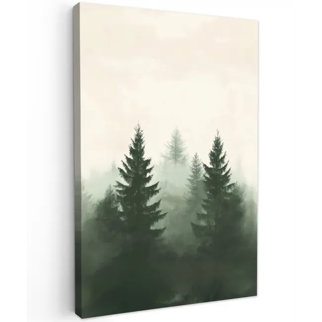 Sparren - Bomen - Groen - Beige Tuinposter op houten frame 2 cm dik klein -3d