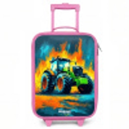 Tractor - Groen - Abstract - Penseelstreken Kinderkoffer - Roze klein -3d