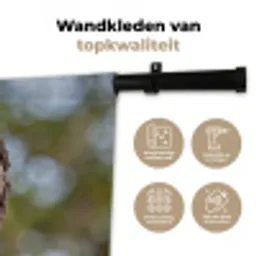 Kerkuil - Boom - Natuur - Bruin Wandkleed katoen klein -sfeer2
