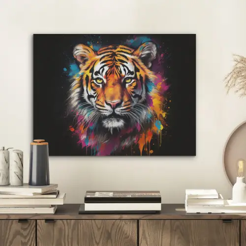 Tijger - Graffiti - Dieren - Zwart PET vilt klein -sfeer1