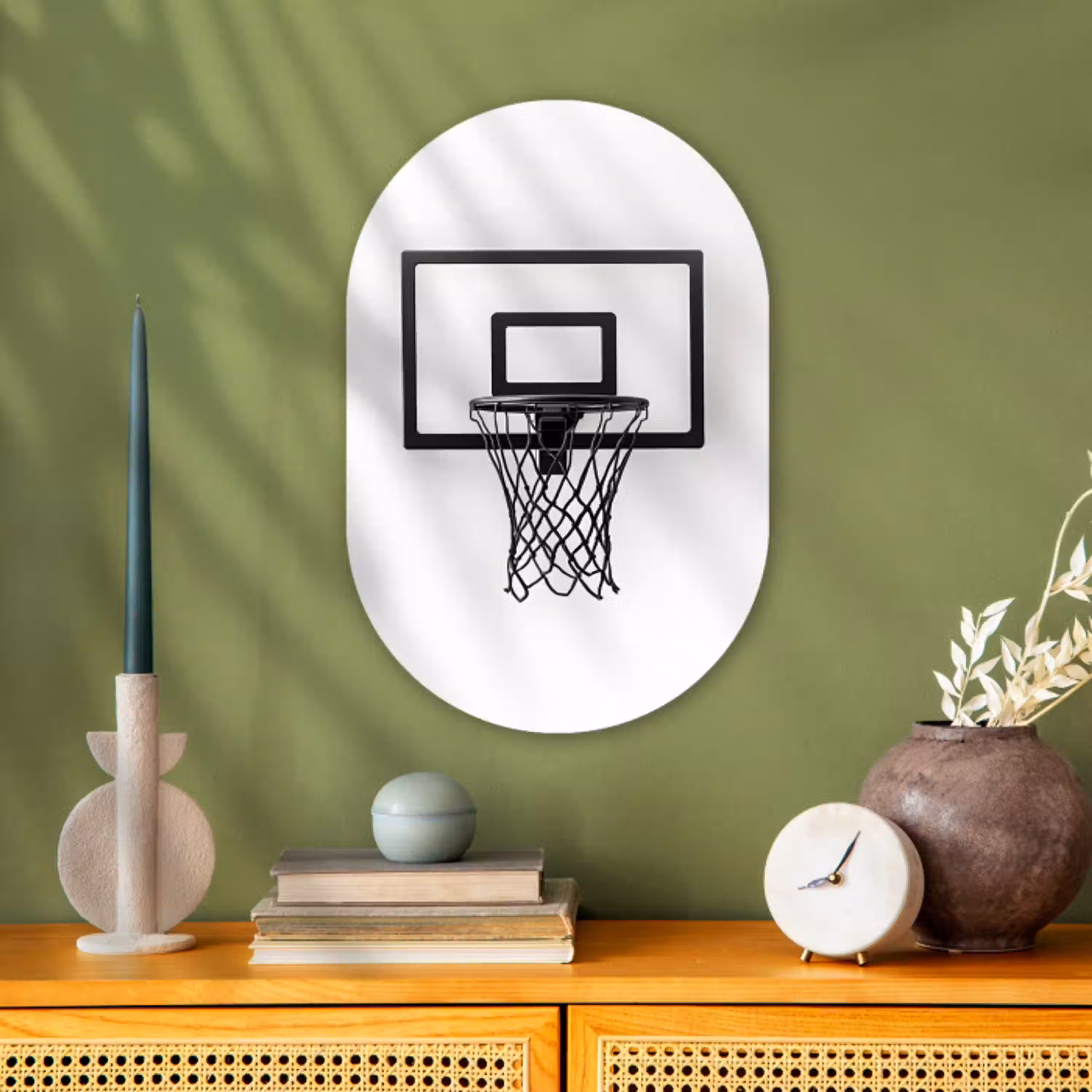 Basketbalbord - Minimalistisch - Zwart Wandcirkel Ovaal Forex klein -sfeer2