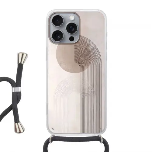 Minimalistisch - Cirkel - Lichtgrijs Hoesje iPhone 16 Pro Max met koord klein -3d