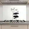 Bladeren - Zwart - Lotusbloem - Minimalitisch keuken achterwand spatscherm klein -3d_website