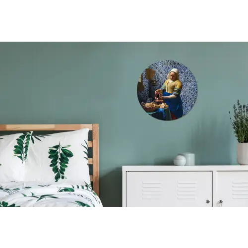 Melkmeisje - Delfts Blauw - Vermeer - Schilderij - Oude meesters Wandcirkel aluminium klein -slaapkamer