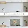 Kraanvogels - Maan - Bloemen - Blauw keuken achterwand spatscherm klein -voor_na_NL