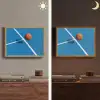 Basket - Bal - Blauw - Zwevend Light Box met batterij (Wandlamp) middel -sfeer3