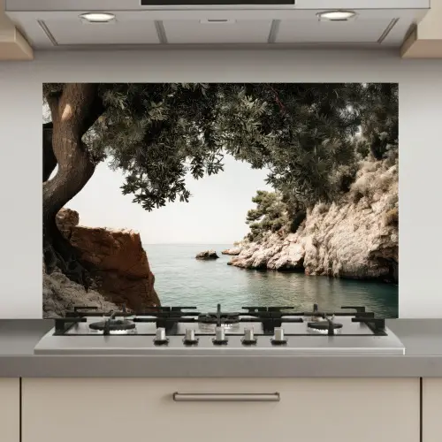 Rotsen - Zee - Boom - Groen keuken achterwand spatscherm klein -3d_website