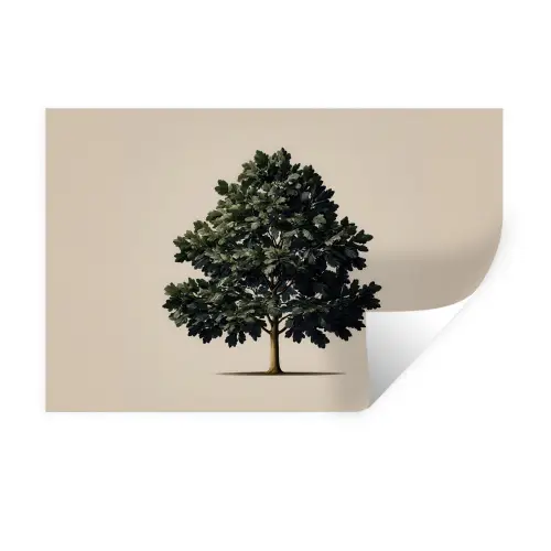 Eikenboom - Schaduw - Egaal Muursticker klein -3d