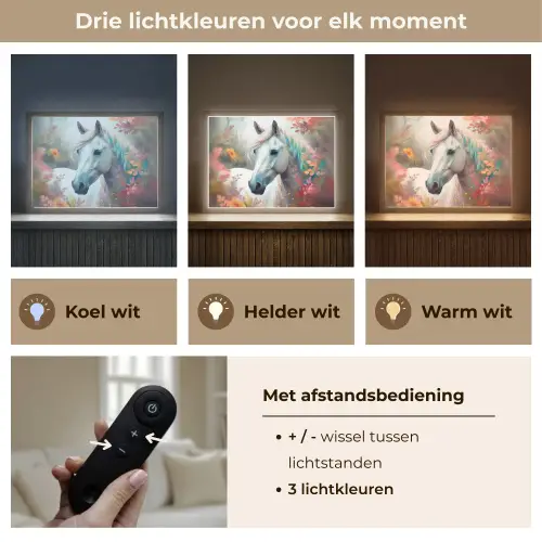 Paard - Natuur - Bloemen - Dieren - Bos Light Box met batterij (Wandlamp kind) middel -USP_lichtkleurNL