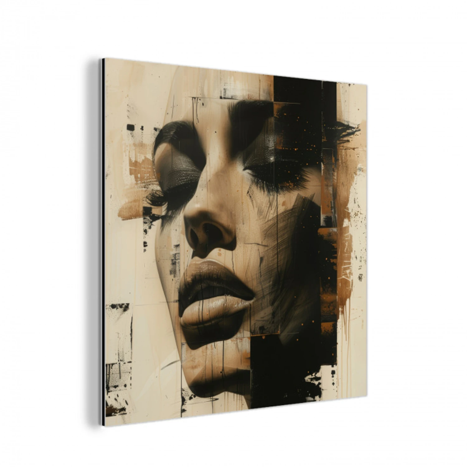 Vrouw - Gezicht - Abstract - Kunst aluminium wit klein -3d