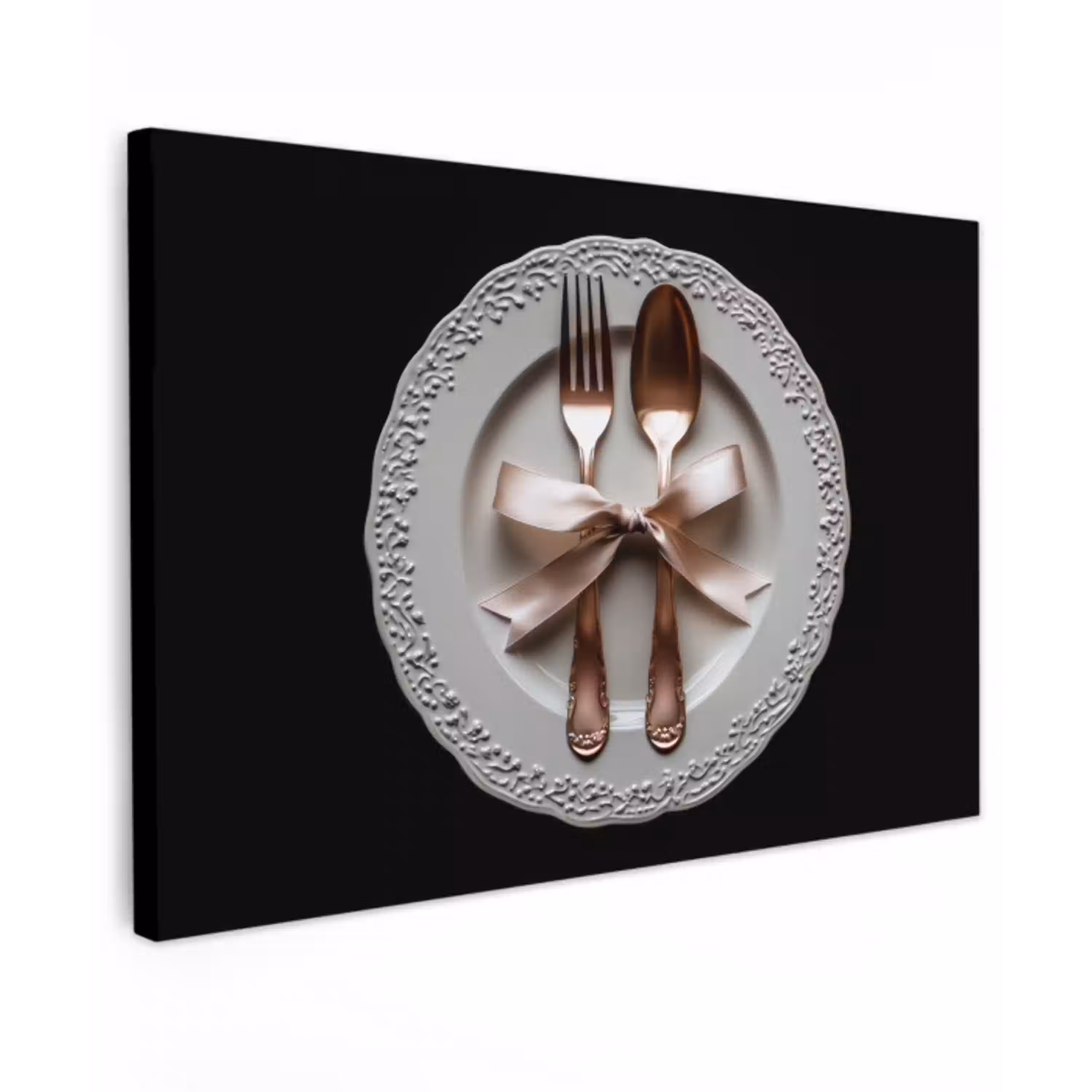 Rose - Strik - Bestek Tuinposter op houten frame 2 cm dik klein -3d