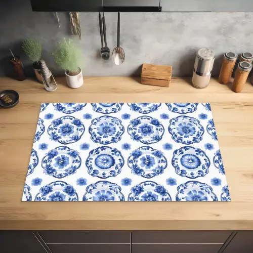 Sierborden - Bloemen - Blauw Inductie beschermer vinyl 3mm klein 276 -sfeer5