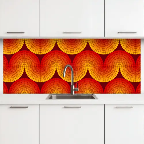 Design - Retro - Rood - Abstract keuken achterwand 2 middel 871 -3d