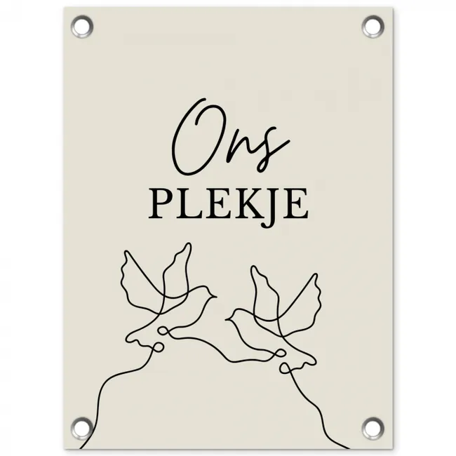 Ons Plekje met Vogels tuinposter los doek klein -3d