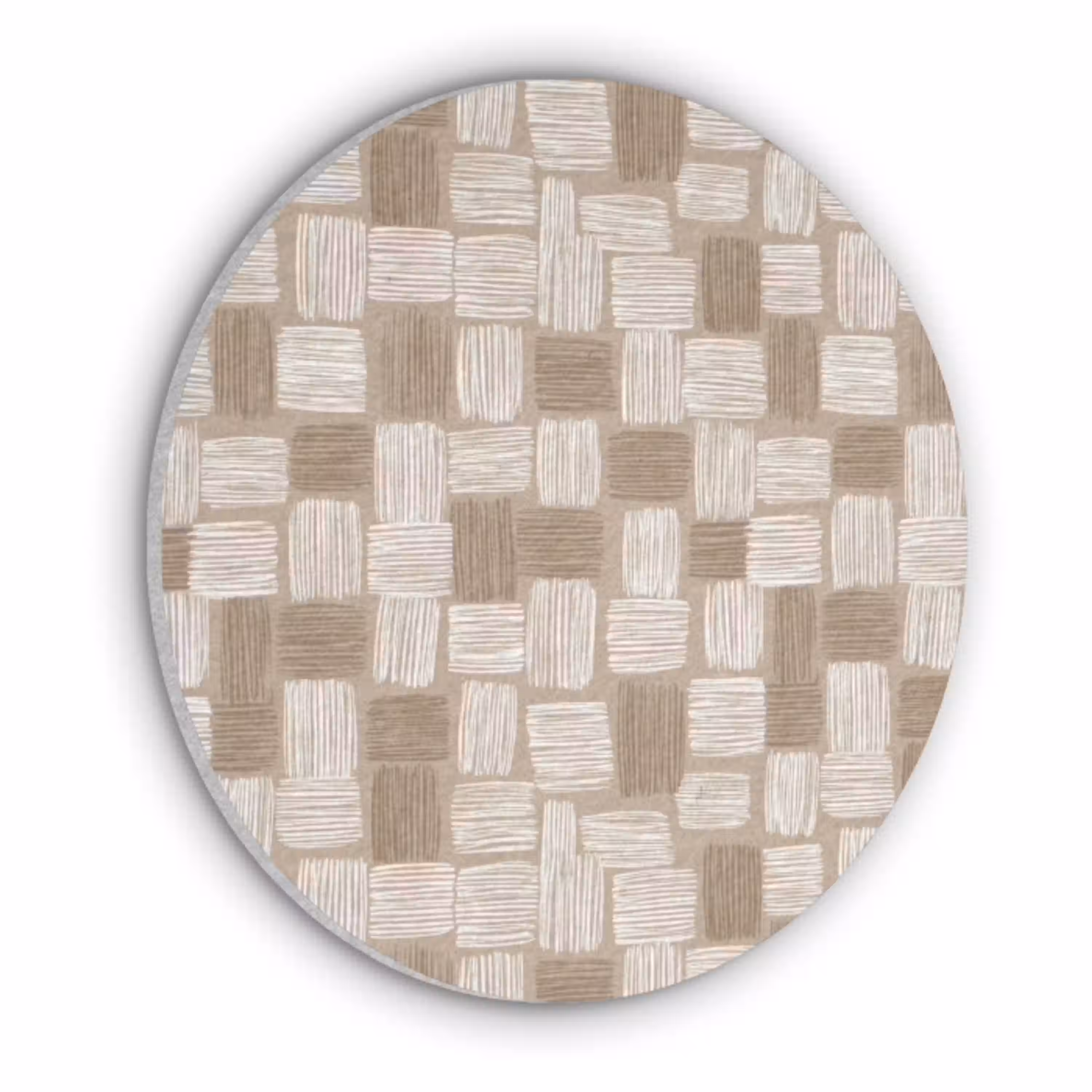 Blok - Patroon - Bruin Akoestische PET Vilt - Rond klein 838 -3d