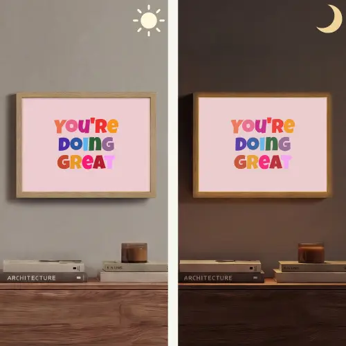 You're doing great - Roze - Kleurrijk Light Box met batterij (Wandlamp) middel -sfeer3