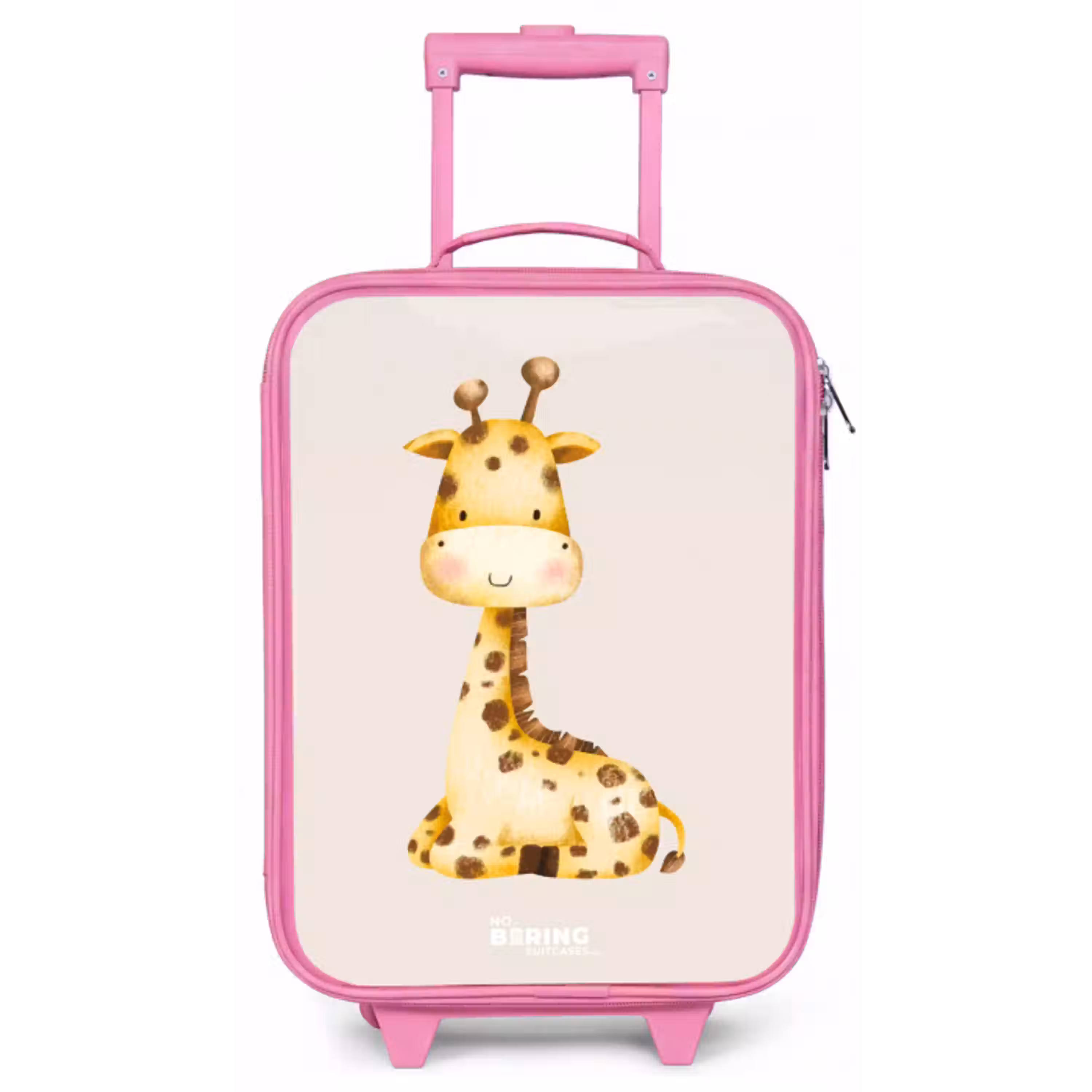 Liggende giraffe illustratie op beige achtergrond Kinderkoffer - Roze klein -zz3dotto
