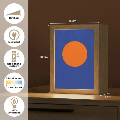 Vorm - Rond - Minimalistisch - Blauw Light Box met kabel (Tafellamp) klein -USP_NL