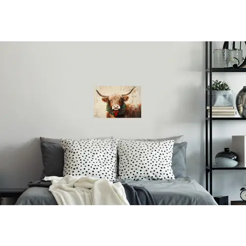 Kerst - Schotse Hooglander - Bruin - Krans Muursticker klein -slaapkamer