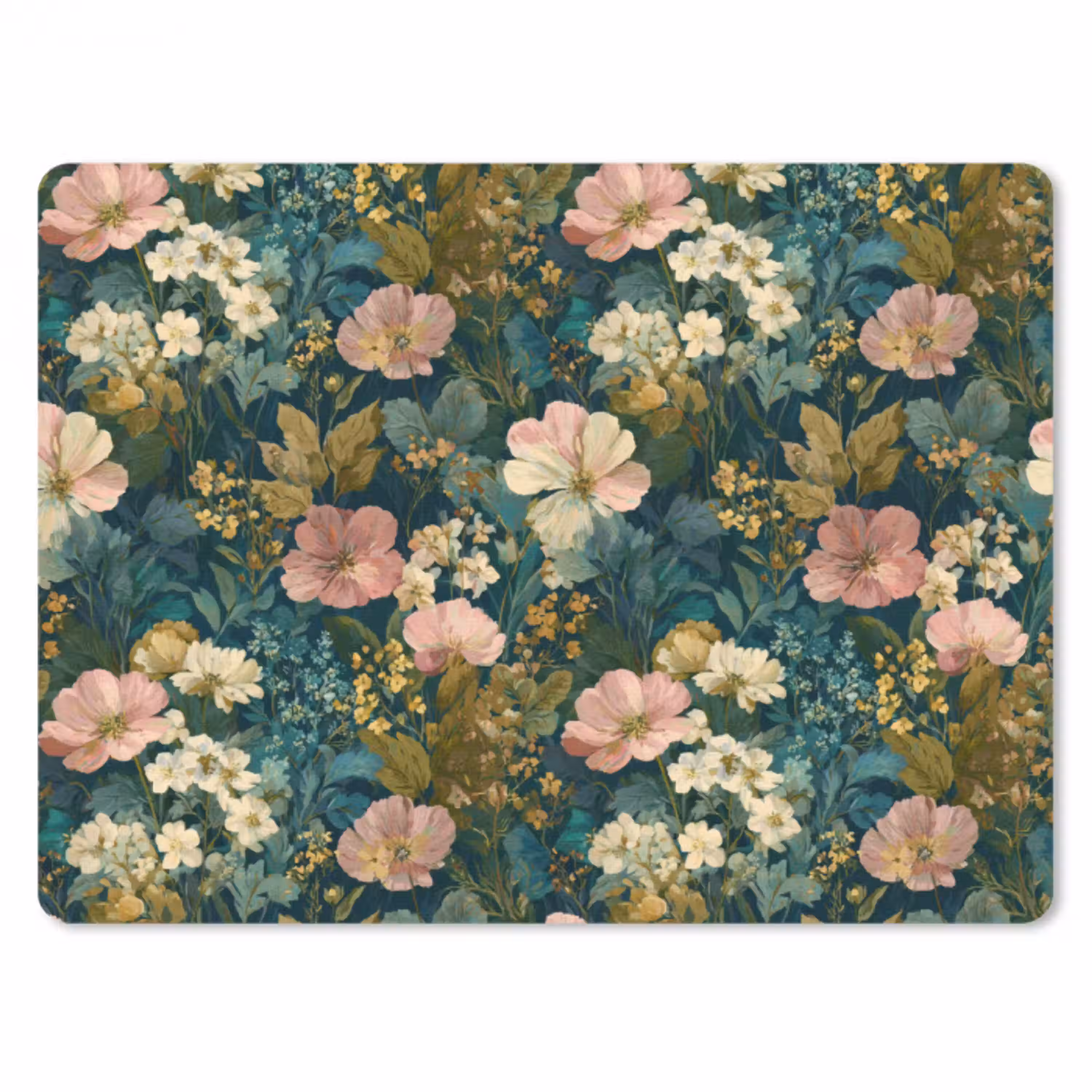 Wilde bloemen - Botanisch - Patroon - Roze - Romantisch muismat rubber klein 262 -3d