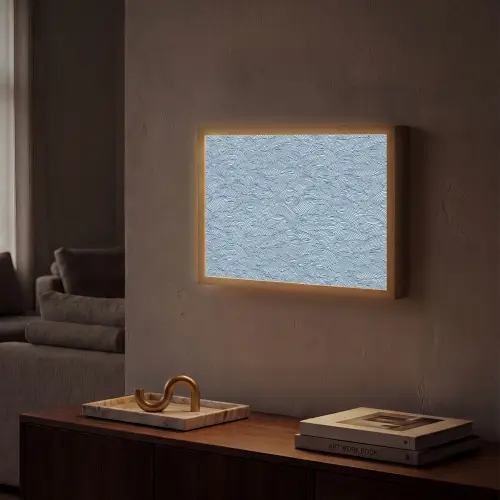 Golven - Ritmisch - Blauw Light Box met batterij (Wandlamp) middel 907 -sfeer1