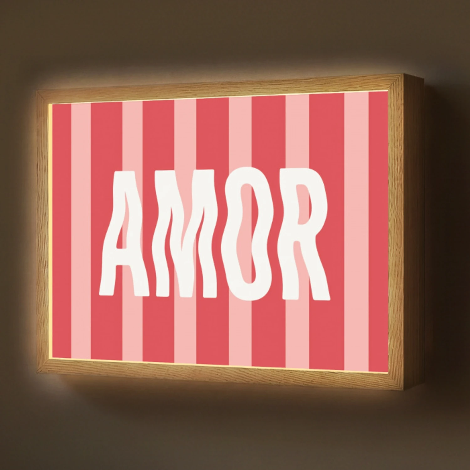 Amor - Strepen - Rood - Roze Light Box met batterij (Wandlamp) middel -z3d_website