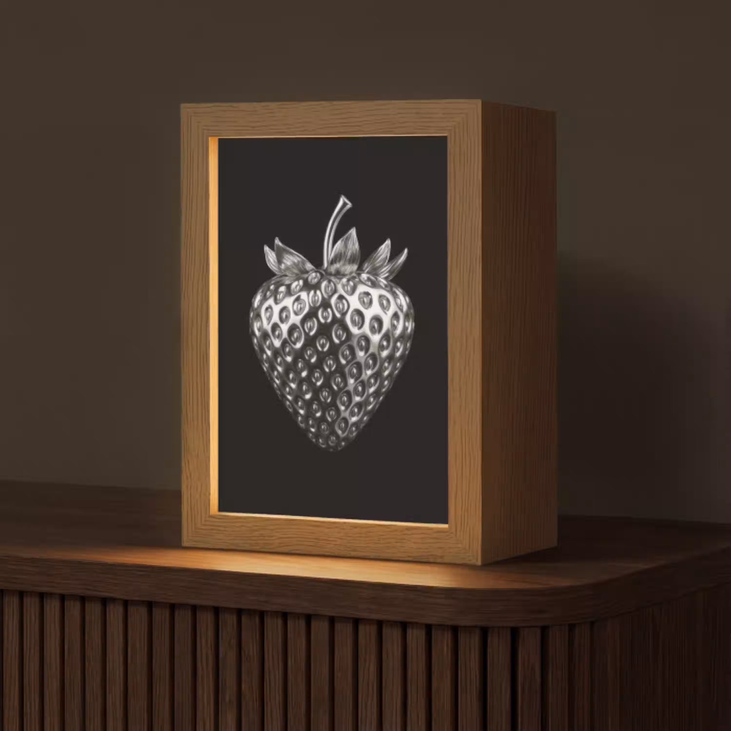 Aardbei - Zaadstructuur - Realistisch Light Box met kabel (Tafellamp) klein -z3d_website