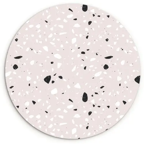 Terrazzo -  Patroon - Zacht - Zwart - Wit Wandcirkel kunststof plaat 5mm dik klein 188 -3d