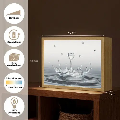 Abstract - Modern - Water - Hart Light Box met batterij (Wandlamp) middel -USP_websiteoverzichtNL