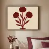 Bloemen - Bladeren - Rood - Minimalistisch Textielframe zwart klein -sfeer1