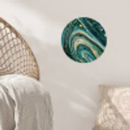 Marmerlook - Luxe - Goud - Turquoise - Glitter Wandcirkel behangsticker klein -sfeer4