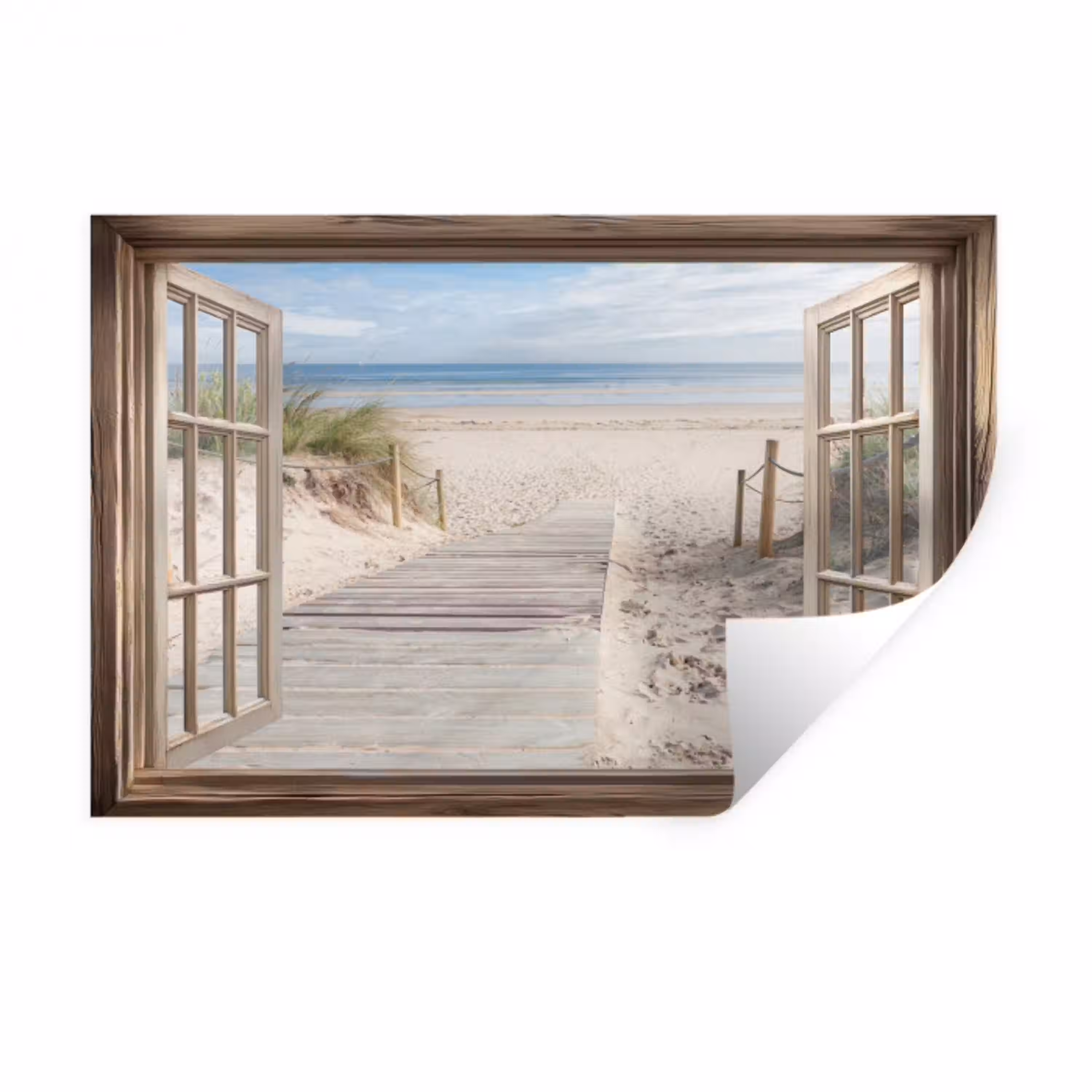 Doorkijk - Strand - Duinen - Pad - Landschap Muursticker klein -3d