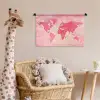 Wereldkaart - Roze - Vaag Wandkleed katoen klein -wsfeer5_kind