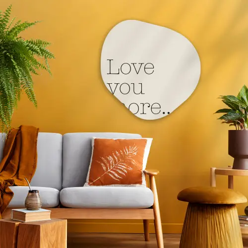 Minimalistisch - Love - Beige Wandcirkel Organisch Aluminium middel -sfeer4