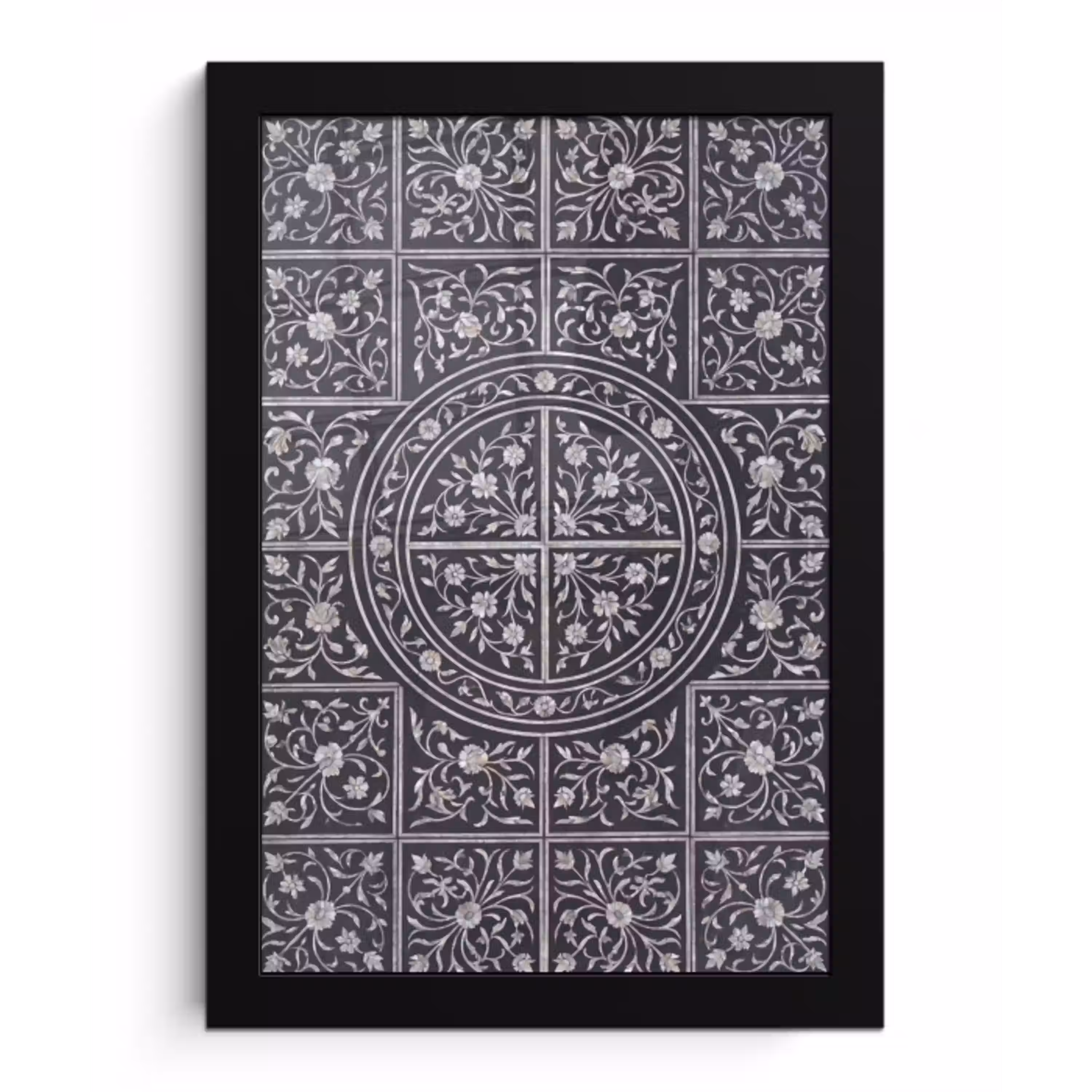Patroon - Bloemmotief - Decoratie - Klassiek - Zwart fotolijst zwart zonder passe partout klein -3d