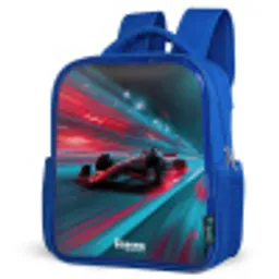 Raceauto - Baan - Neon - Verlichting Kinderrugzak - Blauw middel -schuin