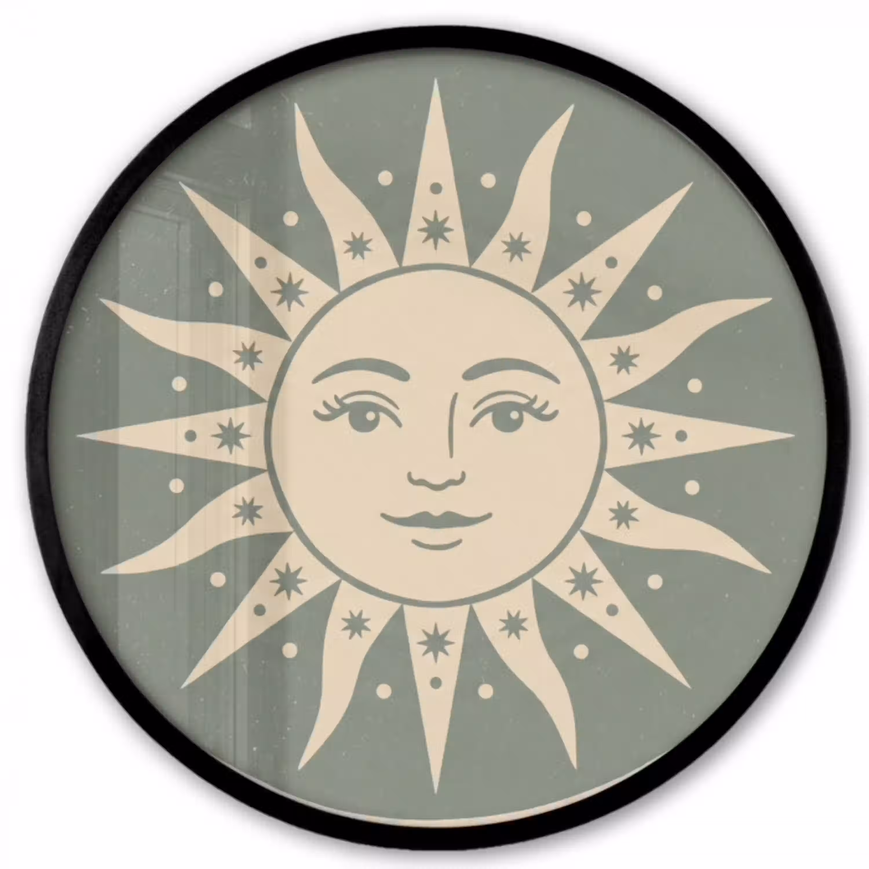 Zon - Sterren - Astrologie - Vintage - Groen Fotolijst rond zonder passe partout klein -3d