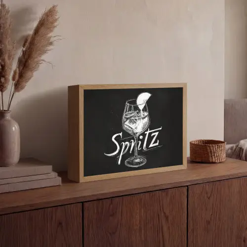 Glas spritz - Krijtletters - Ijsblokjes - Citroen Light Box met batterij (Wandlamp) middel -sfeer2